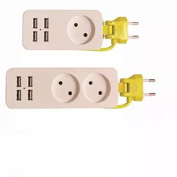 Розетка 1/2 с 4 портами USB, профессиональная розетка, адаптер питания, зарядное устройство, кабель 1,5 м для вилки европейского стандарта