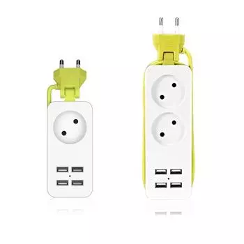 Розетка 1/2 с 4 портами USB, профессиональная розетка, адаптер питания, зарядное устройство, кабель 1,5 м для вилки европейского стандарта