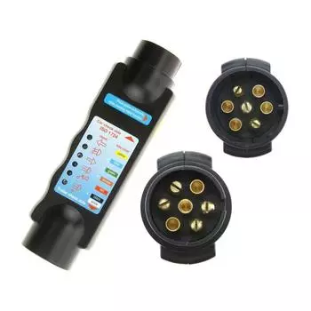 Розетка, диагностические инструменты, 12 В, буксировочный фаркоп, тестер проводки, тестер прицепа, 7-контактный тестер фар для буксировки автомобиля чёрный