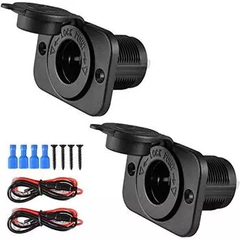 Розетка прикуривателя 12–24 В постоянного тока Для автомобилей Мотоциклы Лодки Дома на колесах Грузовики Внедорожники Квадроциклы и многое другое Упаковка из 2 шт. 9x7x6cm