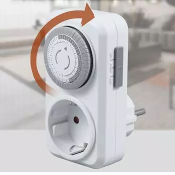 Розетка с европейской вилкой, 24-часовой цикл, механический таймер, автоматическое отключение с защитой от перегрузки, 16 А, 3680 Вт, высокая мощность EU