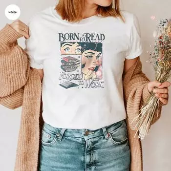Рожденный читать Книжный комфорт Цвета Футболка Забавный читатель Книгоман Книголюб Пикантные книги Темный роман книга Футболка Подарок Booktok S