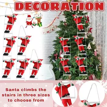 Рождественская 35 см Санта-Клаус, поднимающийся по лестнице, мебельная фигурка, подвесное рождественское украшение One Size