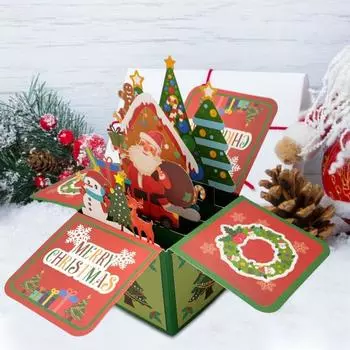 Рождественская 3D открытка потрясающий визуальный эффект Санта-Клаус Снеговик открытка-сюрприз ручной работы уникальный праздничный подарок