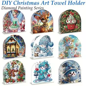 Рождественская акриловая алмазная живопись подставка для салфеток DIY 5D алмазная живопись держатель для бумажных полотенец набор для домашнего рабочего стола украшение ремесло олений