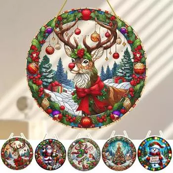 Рождественская акриловая дверная табличка Снеговик Санта Клаус Лось Эльф Дерево Дверная вешалка Передняя часть