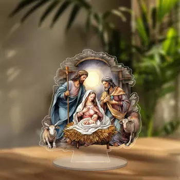 Рождественская акриловая вывеска рождественский подарок 2D христианский центральный элемент водонепроницаемый настольный декор Рождество