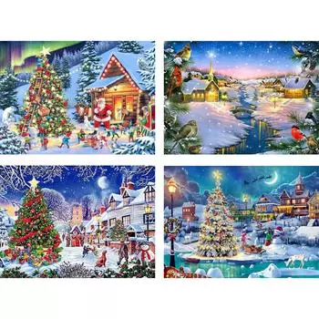 Рождественская алмазная живопись 5D «сделай сам» со стразами, комплект для вышивки крестом, полная алмазная вышивка, подарок, мозаика, украшение для дома Full Round 20x30CM