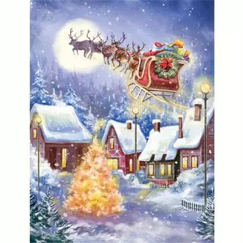 Рождественская алмазная живопись Олень Мозаика Зимний дом Санта-Клаус Вышивка Полный комплект Горный хрусталь Креативный домашний декор 30x40 см/12x16 дюймов 30x40cm NO Frame