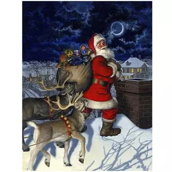 Рождественская алмазная живопись Санта-Клаус Мозаика Алмазная вышивка Олень ручной работы Подарок Настенные картины Искусство 30x40 см/12x16 дюймов 30x40cm NO Frame