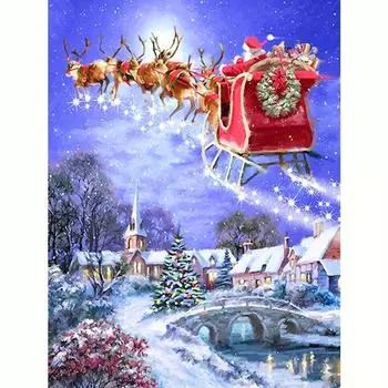 Рождественская алмазная живопись Санта-Клаус Мозаика Олень Изображение Стразы Хобби Настенные картины 30x40 см/12x16 дюймов 30x40cm NO Frame