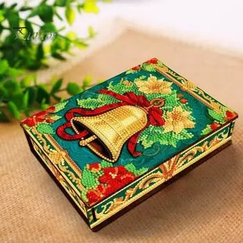 Рождественская алмазная живопись шкатулка для драгоценностей набор сверкающая пылезащитная вышивка крестиком DIY футляр для хранения ювелирных изделий A