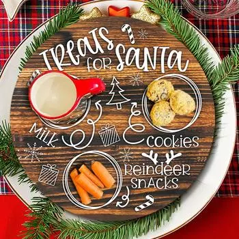 Рождественская американская деревянная панельная картина новый круглый поднос для кухни и ресторана One Size