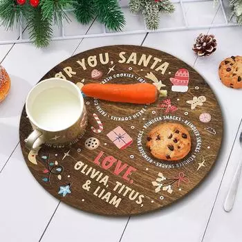 Рождественская американская деревянная панельная картина новый круглый поднос для кухни и ресторана One Size