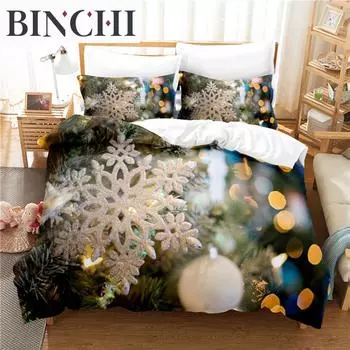 Рождественская атмосфера комплект постельного белья пододеяльник комплект 3D постельное белье цифровая печать комплект постельного белья размера Queen Fashion Design EU single(135x200cm)