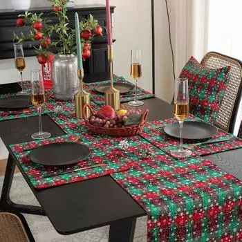 Рождественская атмосфера Настольные флаги Скатерти Красная праздничная скатерть Настольный флаг Тумба под телевизор Чехол для журнального столика Полотенце 33*80cm