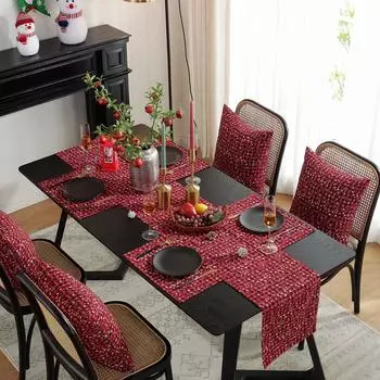 Рождественская атмосфера Настольные флаги Скатерти Красная праздничная скатерть Настольный флаг Тумба под телевизор Чехол для журнального столика Полотенце 33*80cm