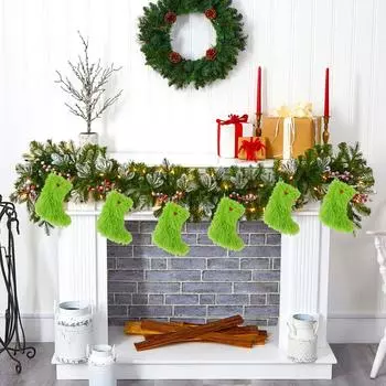 Рождественская атмосфера вечеринка плюшевые рождественские носки рождественские украшения реквизит украшения One Size зелёный