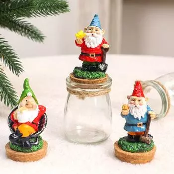 Рождественская банка для конфет, прозрачная стеклянная банка с крышкой, смоляная статуэтка гнома Санты, мини-баночка для закусок на кухонный стол, многоярусный поднос, украшение для вечеринки C