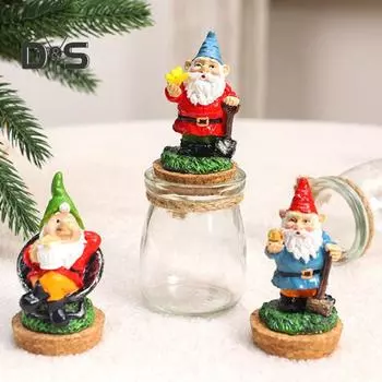 Рождественская банка для конфет, прозрачная стеклянная банка с крышкой, смоляная статуэтка гнома Санты, мини-баночка для закусок на кухонный стол, многоярусный поднос, украшение для вечеринки B