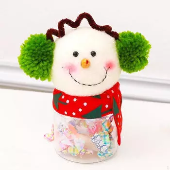 Рождественская банка для конфет, рождественская банка для печенья, декоративная стеклянная бутылка в виде куклы-снеговика