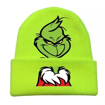 Рождественская бархатная шапка New Line, вязаная шапка, зимняя незамерзающая шляпа от солнца, зеленая шапка с принтом One Size