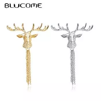 Рождественская брошь Blucome, модная брошь с изображением лося для женщин и мужчин для пальто, костюма, булавки, подарок на Новый год золотой