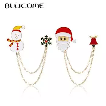 Рождественская брошь Blucome, заколки для снеговика, Санта-Клауса, женская брошь для пальто, костюма, заколки для хиджаба, подарок на Новый год красный