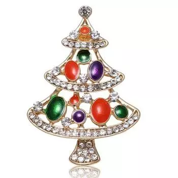 Рождественская брошь катание на лыжах Санта-Снеговик, значок, перчатки, носки, костыли, колокольчики, венки, рождественская елка, подарок, украшение из ткани 3*4.3cm