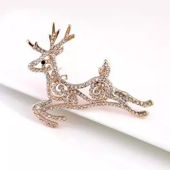 Рождественская брошь в виде оленя, женственность, универсальный корсаж со стразами, нишевый дизайн, булавка, аксессуары для одежды серебряный