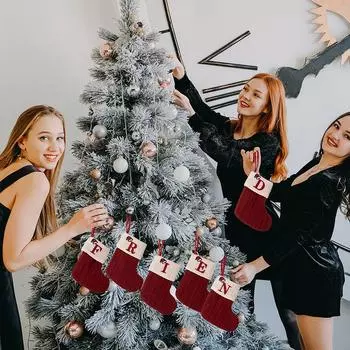 Рождественская буква Вязаные носки Украшения для рождественской елки Украшения для дома Подвески для рождественской елки 2025 Рождественские подарки