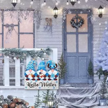 Рождественская бумажная дверная вывеска Гном Дерево Лось Узор Крытый Наружный Декор Передняя Дверь Настенный Подвеска Добро пожаловать Дверная Табличка Подвеска Для Вечеринки Сцена Декорация F