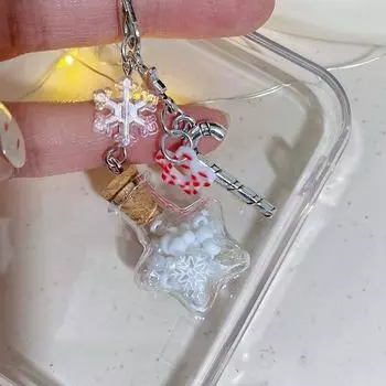 Рождественская бутылка с пожеланиями, телефонный шнурок, снежинка, трость, брелок, цепочка для мобильного телефона, девчачья сумка, кулон, милые рождественские подарки