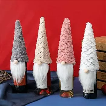 Рождественская бутылка вина Рождественская шляпа в форме бутылки шампанского Гном Украшение стола One Size хаки