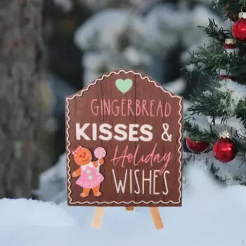 Рождественская центральная часть с надписью «пряничный человечек» деревянная табличка для обеденной зоны коричневый