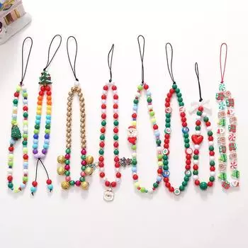 Рождественская цепочка для мобильного телефона с изображением рождественской елки, бисерный ремешок против потери, универсальный ремешок для мобильного телефона против потери, подарки A8