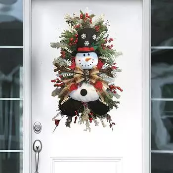 Рождественская черная шляпа снеговик лента венок дверь подвеска подвесные украшения праздничная гирлянда рождественские украшения