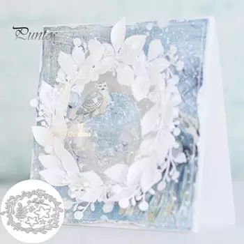 Рождественская цветочная гирлянда, вырубная штамповка, скрапбукинг, бумажные карты, изготовление ремесленного декора серебряный