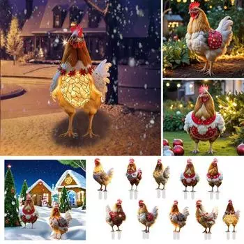 Рождественская цыпочка садовая стойка устойчивая к погодным условиям прочная акриловая уличная патио двор газон рождественская курица пчела знак палка украшение A