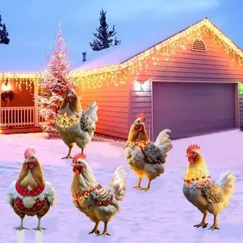 Рождественская цыпочка садовая стойка устойчивая к погодным условиям прочная акриловая уличная патио двор газон рождественская курица пчела знак палка украшение J