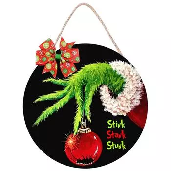 Рождественская декоративная дверная табличка Цветочный венок Деревянная подвеска Дверная табличка Сад Декоративная деревянная подвеска One Size чёрный