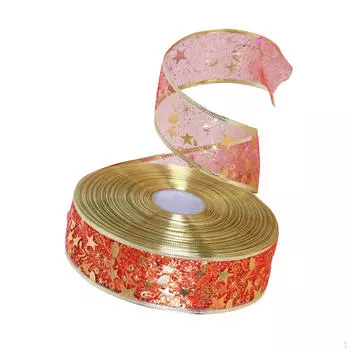 Рождественская декоративная лента длиной 100 ярдов, шириной 5 см, с проволочным краем, праздничная подарочная упаковка Red Style A