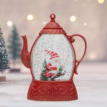 Рождественская декоративная настольная лампа в форме чайника, центральный элемент в форме воды, праздничный подарок для офиса красный