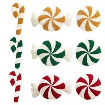 Рождественская декоративная праздничная подушка, мягкая спиральная подушка в форме конфеты, пушистая плюшевая подушка для домашнего декора