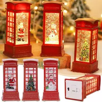 Рождественская декоративная телефонная будка со светодиодной подсветкой Санта-Клаус Снеговик Украшение стола 100 мл One Size