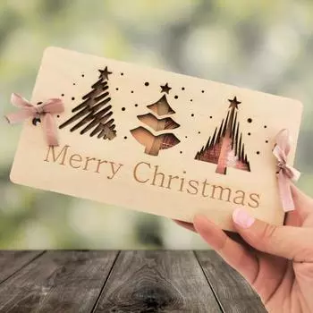 Рождественская денежная карта, деревянный держатель для денег, многоразовая рождественская денежная карта с лентой