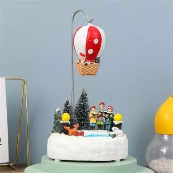 Рождественская деревенская сцена с музыкальным светодиодным светом, вращающиеся новогодние украшения, рождественские украшения для рабочего стола своими руками, праздничные украшения для окон Hi