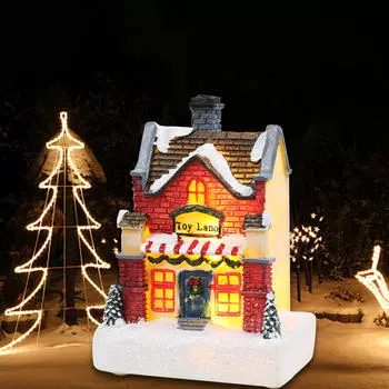 Рождественская деревенская сцена украшения дома мини фигурки украшения для праздника Style A_Other