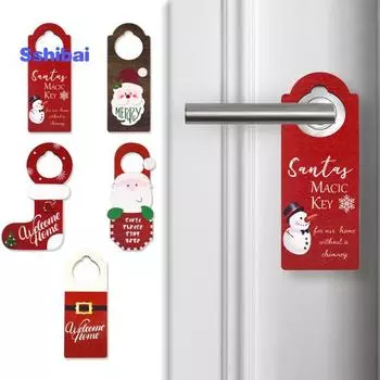 Рождественская деревянная дверная ручка, украшение, Санта-Клаус, снеговик, чулок, праздничный декор, дверная ручка, вешалка, подвеска, товары для вечеринок A