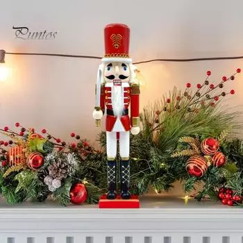 Рождественская деревянная фигурка короля-солдата, мультяшная статуя солдата, скульптура для домашнего офиса, книжной полки, украшения рабочего стола, праздничный подарок D